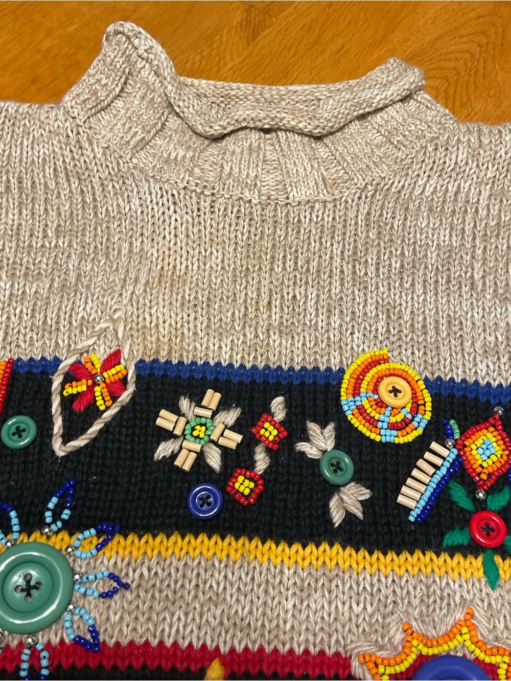 I.B.DIFFUSION VTG Chunky knit Crop Sweater Size M Art to wear-Bold-eclectic - Picture 4 of 9